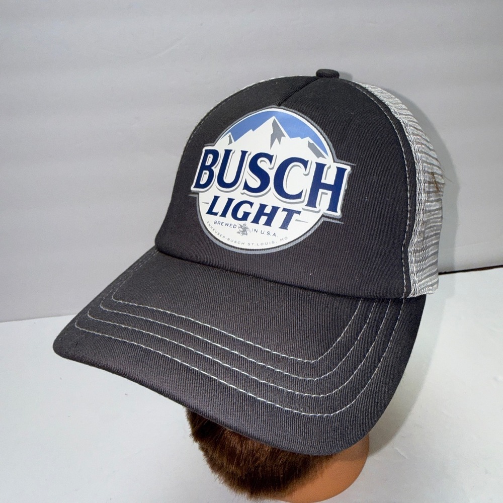 Busch‎ Light Beer Logo Trucker Hat Men Gray Mesh Snapback H3 Headwear